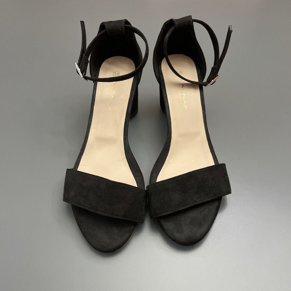 NAF NAF Chunky Low Heel Sandals Women's 7,5 - 8 Ankle Strap Open Toe Shoes